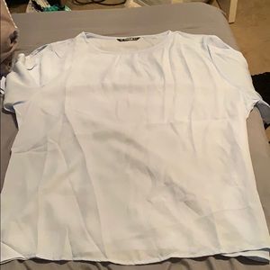 Baby blue blouse with tie sleeves